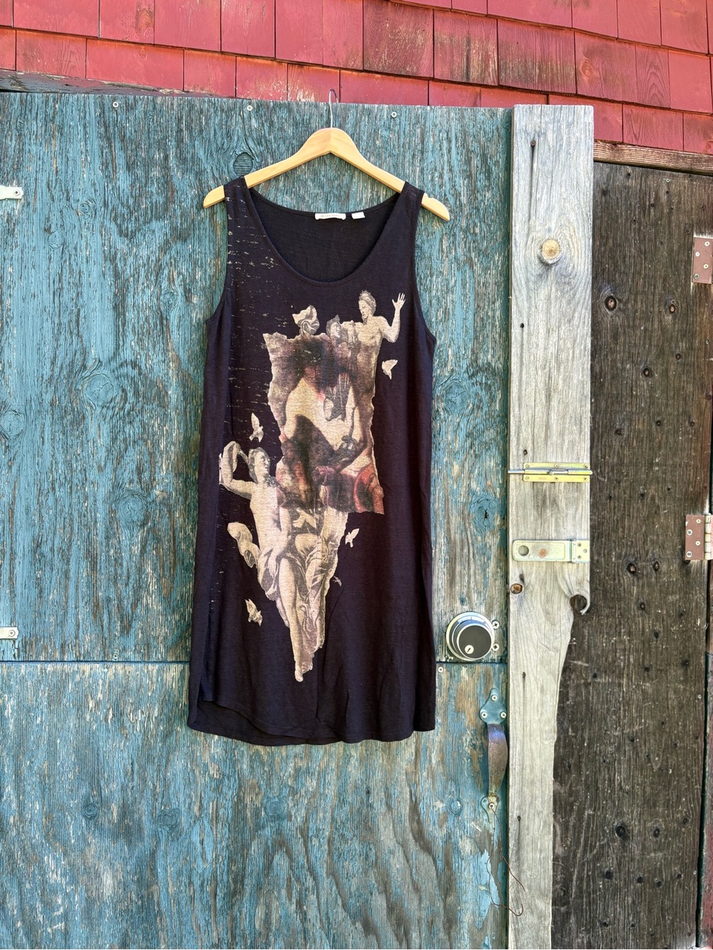 Hugo Linen Black Graphic Sleeveless Tunic Dress